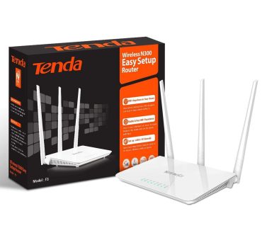Tenda N300 Wireless Wi-Fi Router with High Power 5dBi Antennas (F3)